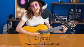  Presentation with classical music - Presentation featuring young-woman-musician-singing-song background and a  colored foreground