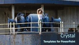  Presentation with ship - Audience pleasing presentation design consisting of young-woman-of-mixed-race backdrop and a tawny brown colored foreground