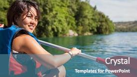  Presentation with lake - Audience pleasing PPT theme consisting of young woman on a canoe backdrop and a teal colored foreground