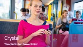  Presentation with how word until page color - Slides with young woman on a streetcar background and a  colored foreground