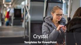  Presentation with work - Cool new presentation design with young woman on a streetcar backdrop and a dark gray colored foreground