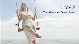  Presentation with swing - PPT theme featuring desechos solidos - beautiful young woman background and a sky blue colored foreground