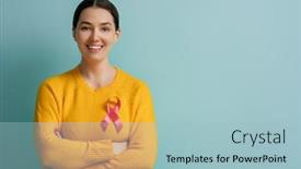  Presentation with pink ribbon breast awareness - Beautiful PPT layouts featuring young-woman-on-color-turquoise backdrop and a light blue colored foreground