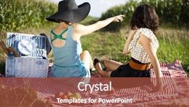  Presentation with moving about nature - PPT layouts featuring young woman on nature picnic background and a  colored foreground