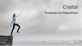  Presentation with gap - Cool new presentation theme with reaching lost - young woman on rock edge backdrop and a light gray colored foreground