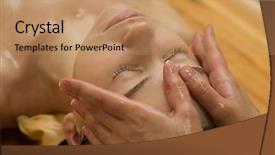  Presentation with aromatherapy oil - Presentation featuring young woman on the ayurvedic background and a coral colored foreground