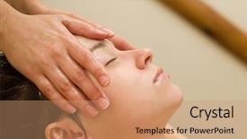  Presentation with aromatherapy oil - Colorful slide set enhanced with young woman on the ayurvedic backdrop and a coral colored foreground