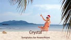  Presentation with beach wedding heart on sand - Slide deck consisting of young woman on the beach background and a lemonade colored foreground