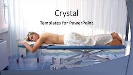  Presentation with hospital bed - Presentation design consisting of young woman on the bed in hospital background and a white colored foreground