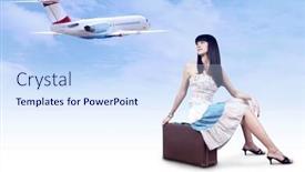  Presentation with wait - Presentation theme enhanced with young-woman-on-the-vintage background and a sky blue colored foreground