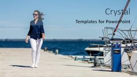  Presentation with vacation - PPT layouts featuring young-woman-on-vacation-walking background and a light blue colored foreground