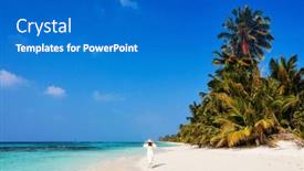  Presentation with sand ocean - Slides consisting of young-woman-on-white-sand background and a teal colored foreground