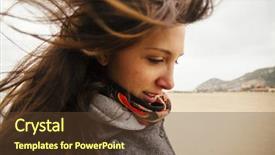  Presentation with being a single woman - Slide deck with young woman on windy beach background and a tawny brown colored foreground