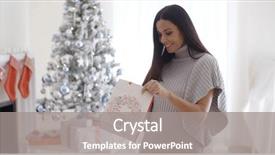  Presentation with peer - Presentation theme consisting of young woman opening a christmas background and a gray colored foreground