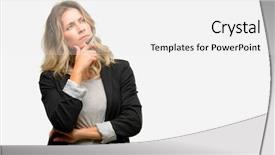  Presentation with call center performance reporting - Amazing theme having young woman operator from call backdrop and a  colored foreground