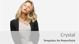  Presentation with overworked - Slides enhanced with young woman operator from call center with sleepy expression being overworked and tired background and a white colored foreground