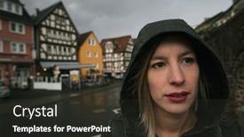  Presentation with rainy day - Slides with young-woman-outdoor-portrait-rainy background and a dark gray colored foreground