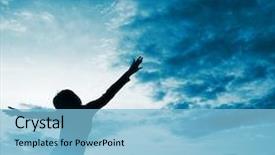  Presentation with abstract red - Beautiful slides featuring young woman over blue abstract backdrop and a light blue colored foreground