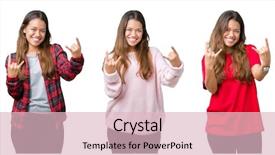  Presentation with sacred geometry symbol collage - Slide set with young woman over isolated background background and a lemonade colored foreground