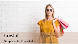  Presentation with beautiful young woman getting face - Cool new presentation theme with young woman over white brick backdrop and a  colored foreground