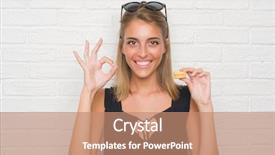  Presentation with paint white brick wall - Colorful slide set enhanced with young woman over white brick backdrop and a  colored foreground