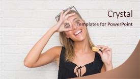  Presentation with white brick wall - PPT layouts enhanced with young woman over white brick background and a lemonade colored foreground