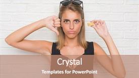  Presentation with white brick wall - Beautiful presentation design featuring young woman over white brick backdrop and a  colored foreground