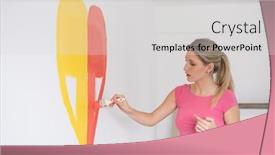  Presentation with repair - Presentation design with young-woman-painting-a-heart background and a light gray colored foreground