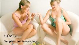  Presentation with nail salon beauty nails concept - Audience pleasing slides consisting of young woman painting the nails backdrop and a  colored foreground