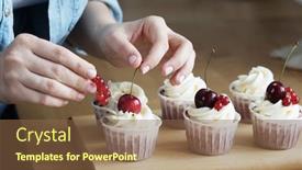  Presentation with pastry chef - Audience pleasing PPT layouts consisting of young-woman-pastry-chef-decorates backdrop and a tawny brown colored foreground