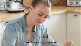  Presentation with pastry chef - Beautiful slide deck featuring young-woman-pastry-chef-decorates backdrop and a mint green colored foreground