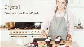  Presentation with pastry chef - Presentation featuring young-woman-pastry-chef-decorates background and a sky blue colored foreground