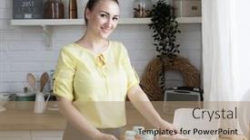  Presentation with pastry chef - Amazing presentation theme having young-woman-pastry-chef-puts backdrop and a coral colored foreground