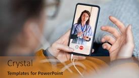  Presentation with symptoms - Beautiful PPT theme featuring young-woman-patient-in-conversation backdrop and a coral colored foreground