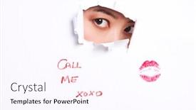  Presentation with text message - Presentation with young-woman-peeking-through-ripped background and a pink colored foreground