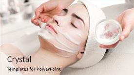  Presentation with medical face mask - Presentation theme enhanced with young woman peeling foam mask background and a lemonade colored foreground