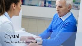  Presentation with measuring blood pressure in haitian - Beautiful presentation theme featuring young woman pharmacist measuring blood backdrop and a  colored foreground