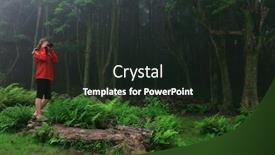  Presentation with tropical forest - PPT theme having young-woman-photographer-trekking background and a wine colored foreground