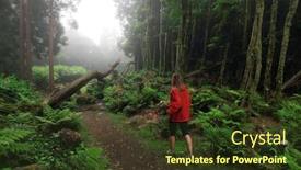  Presentation with tropical forest - Slides enhanced with young-woman-photographer-trekking background and a tawny brown colored foreground