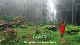  Presentation with tropical forest - PPT layouts consisting of young-woman-photographer-trekking background and a tawny brown colored foreground