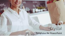  Presentation with planning - Beautiful slide deck featuring young-woman-planning-expenses backdrop and a sky blue colored foreground