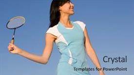  Presentation with badminton - PPT layouts consisting of young woman playing badminton background and a light blue colored foreground