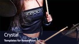  Presentation with night club - Slide deck consisting of young woman playing drum and cymbals in night club background and a wine colored foreground