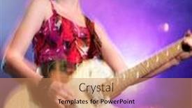  Presentation with concert - Presentation theme enhanced with young-woman-playing-guitar background and a coral colored foreground