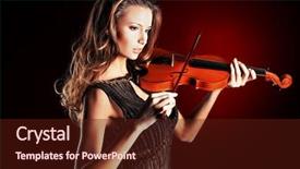  Presentation with elegant - PPT layouts having young woman playing her violin background and a tawny brown colored foreground
