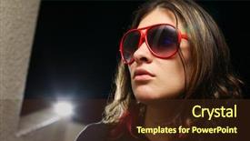  Presentation with rockstar - Audience pleasing presentation theme consisting of young woman playing rockstar personality backdrop and a wine colored foreground