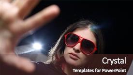  Presentation with rockstar - Beautiful presentation featuring young woman playing rockstar personality backdrop and a tawny brown colored foreground