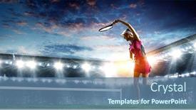  Presentation with tennis - Colorful PPT layouts enhanced with young woman playing tennis backdrop and a ocean colored foreground