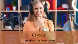  Presentation with video games playing - Slide set consisting of young-woman-playing-video-games background and a coral colored foreground