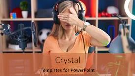  Presentation with video games playing - Presentation theme featuring young-woman-playing-video-games background and a  colored foreground